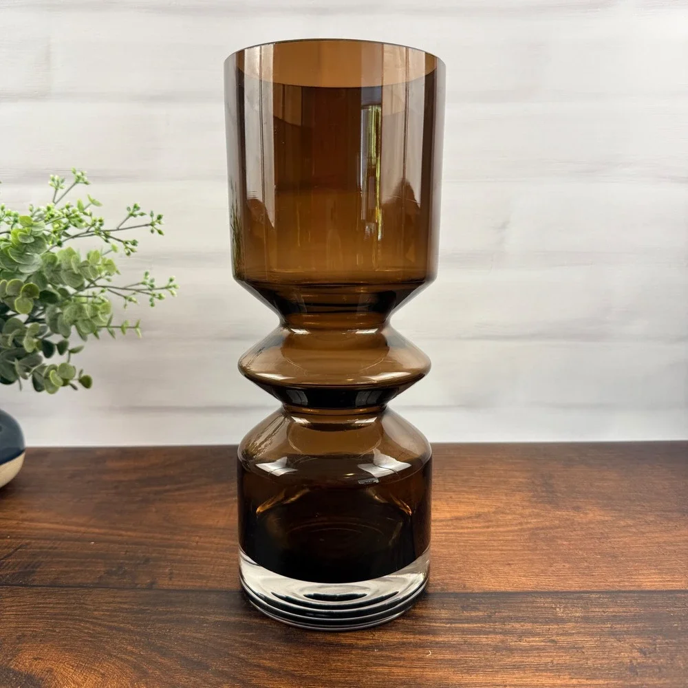 Riihimäen Lasi Tamara Aladin 1472 Art Glass Vase Smoke Brown Finland